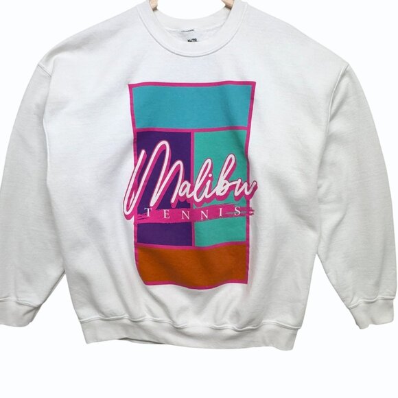Malibu Barbie Tennis Sweatshirt Womens XL Colorful Sportswear Crewneck Sweater - Picture 2 of 7